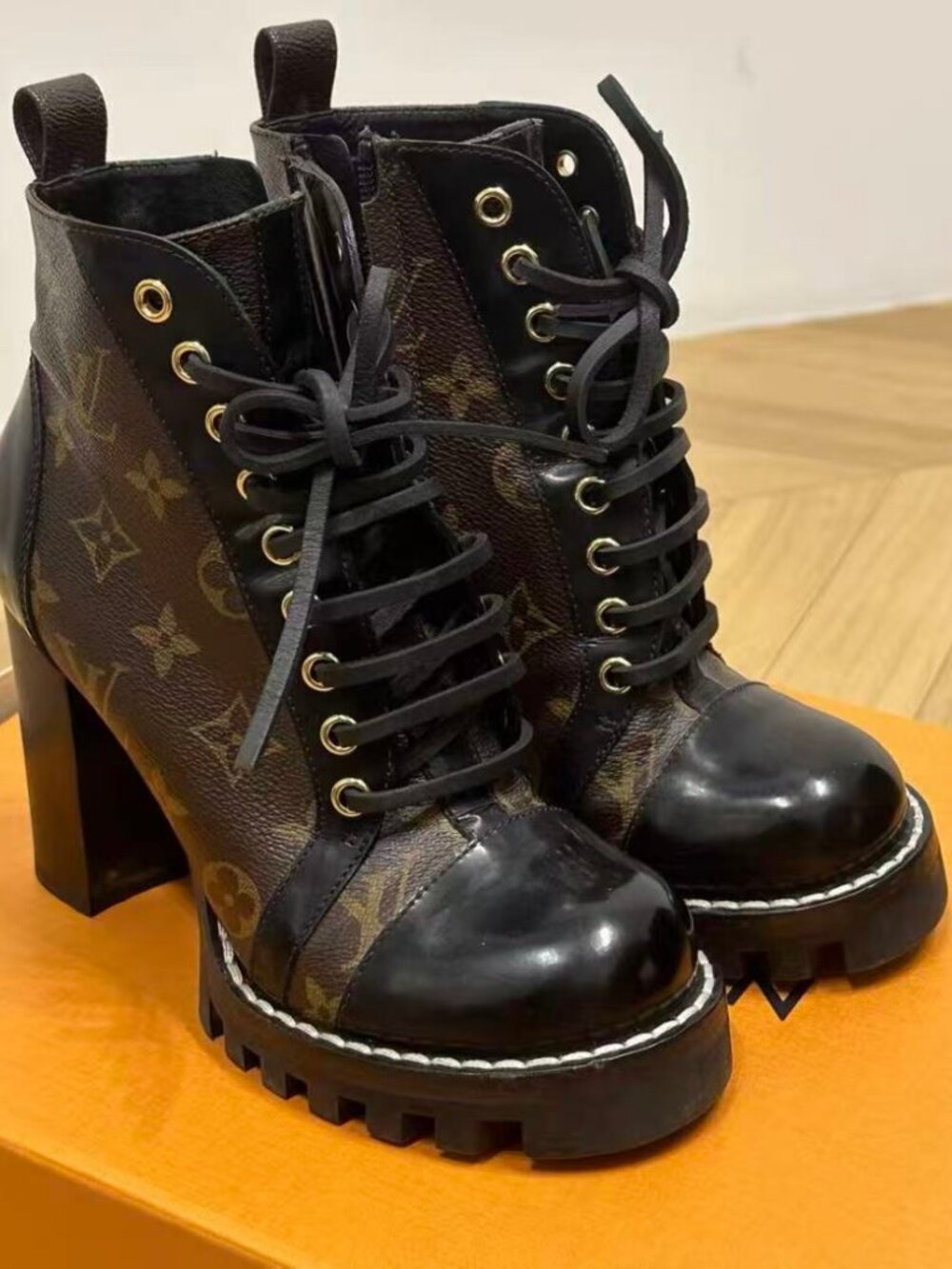 Louis Vuitton LV Monogram Star Trail Ankle Heel Boots